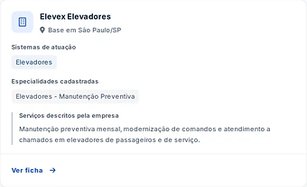 Ficha resumida de um fornecedor